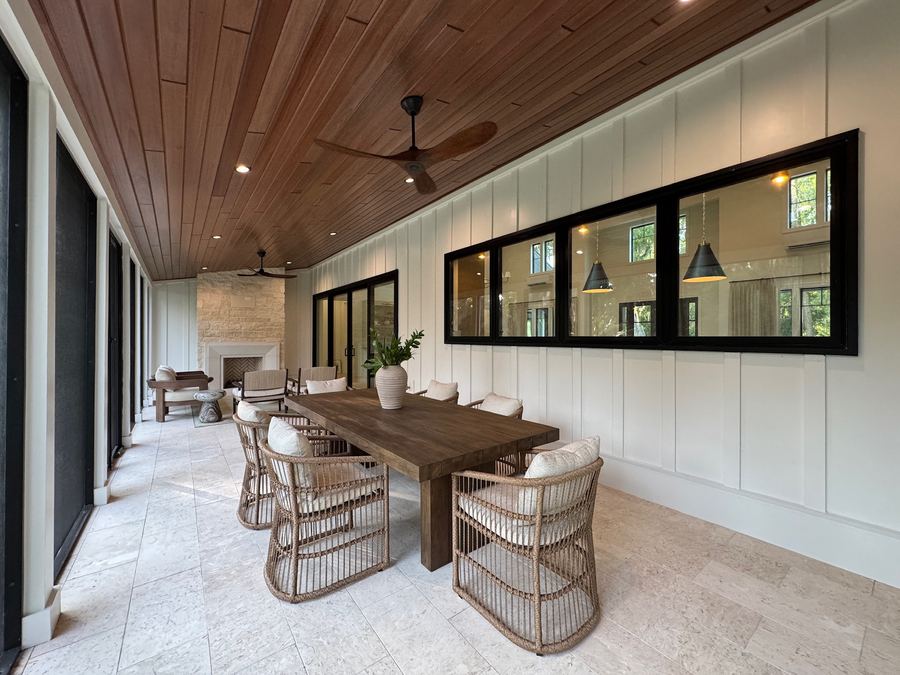 Shellstone large format flooring installation on Exterior Porch, Nassau County FL