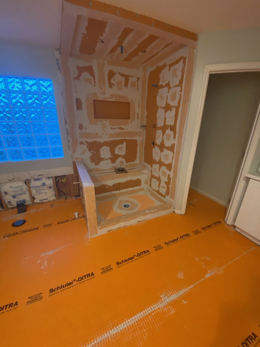 Waterproofed Schluter shower with Ditra flooring, Jacksonville FL