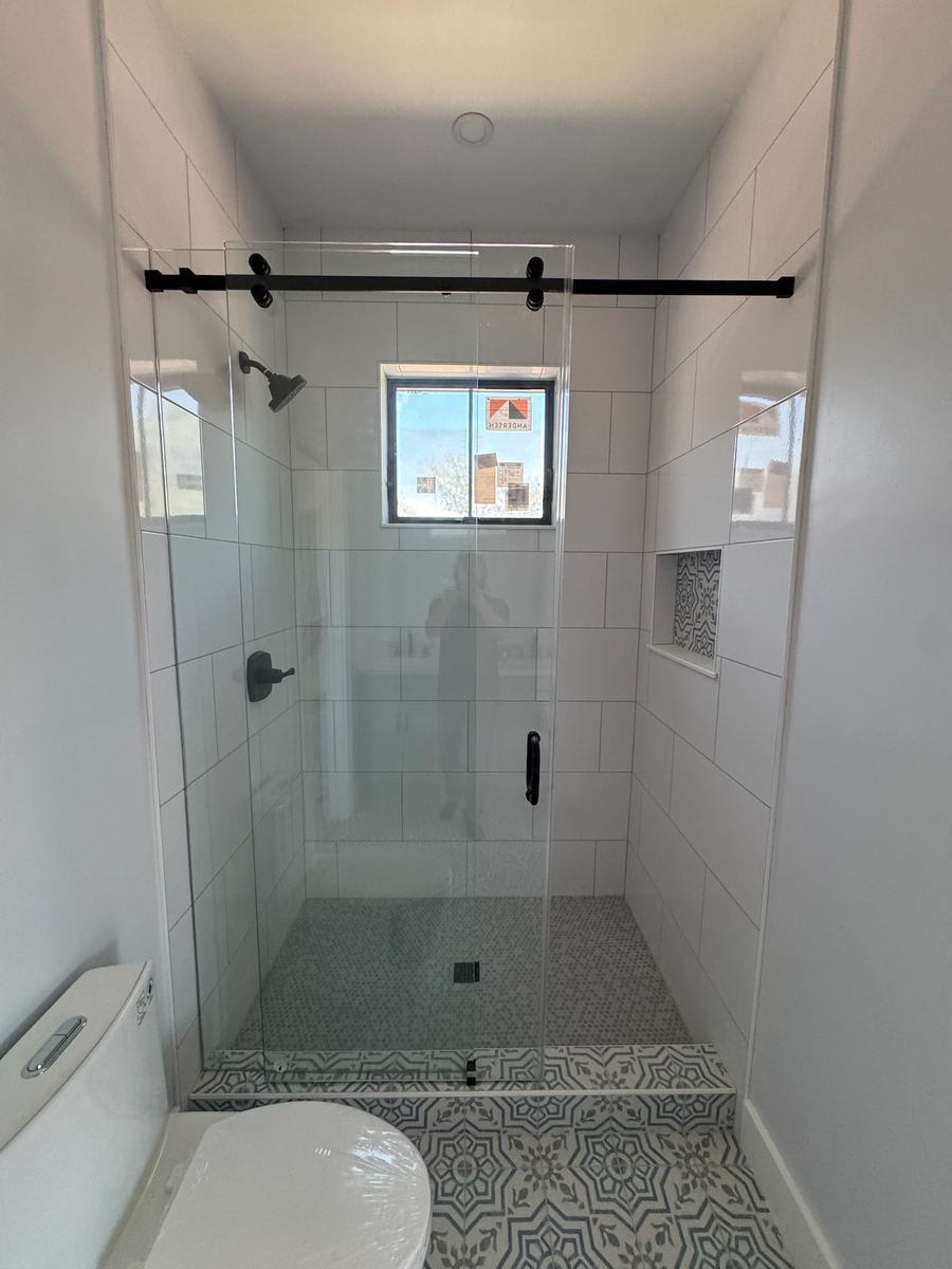 Schluter System Shower with Deco tile and large modern subway tile on walls, St Augustine Beach FL