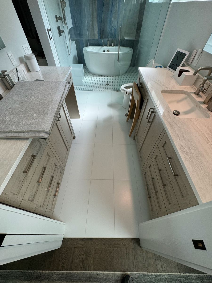 Master bathroom spa shower remodel, stand-alone tub and shower combo, St. Augustine Beach FL